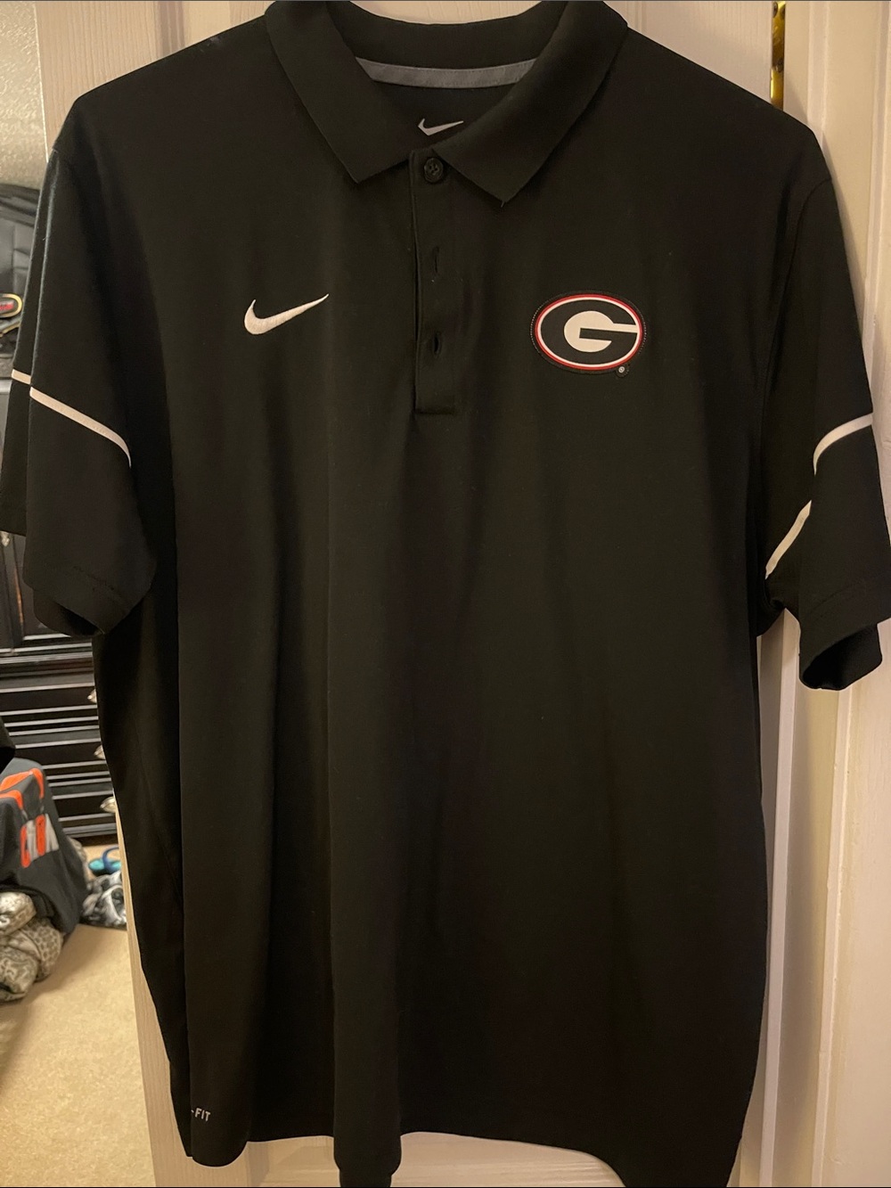 Nike Black Polo with White and Red Georgia G Logo